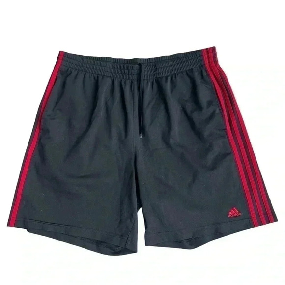 Adidas Men’s Athletic Shorts Black with Red Stripe Size XL - Picture 1 of 4